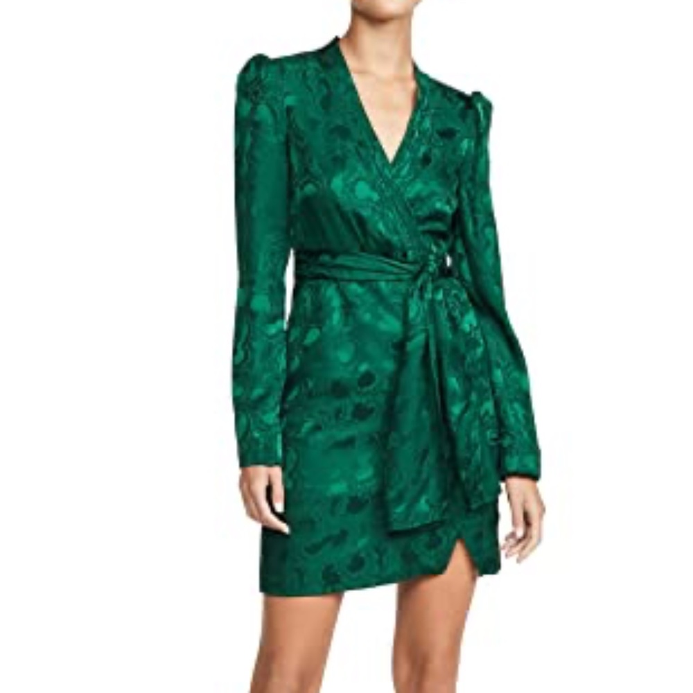 Saloni Bibi Emerald Silk Dress 6 NWT